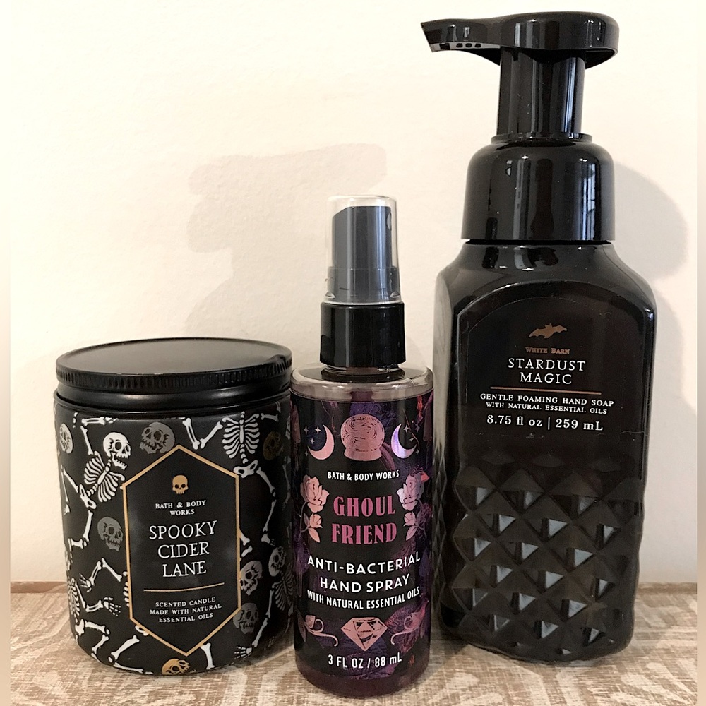 Bath and Body Works Halloween Scented Soap, Sanitizer Spray and Candle